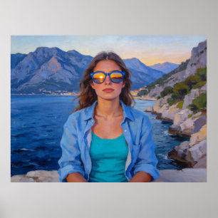 Affiche Reflets du coucher de soleil méditerranéen – Moder