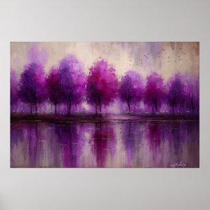 Affiche Reflets du Crépuscule - Rêve de Forêt Violette