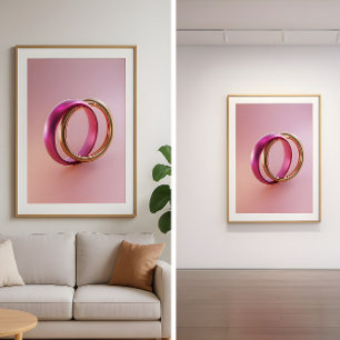 Affiche Reflets entrelacés - Bagues d'amour abstraites mod