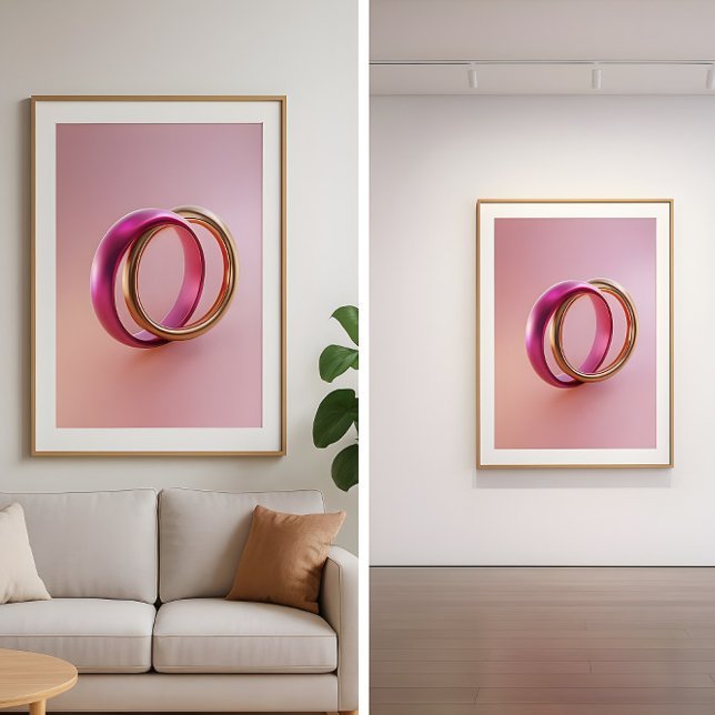 Affiche Reflets entrelacés - Bagues d'amour abstraites mod (Créateur téléchargé)