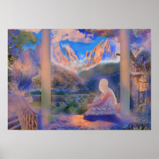 Affiche Réflexion bleu serene