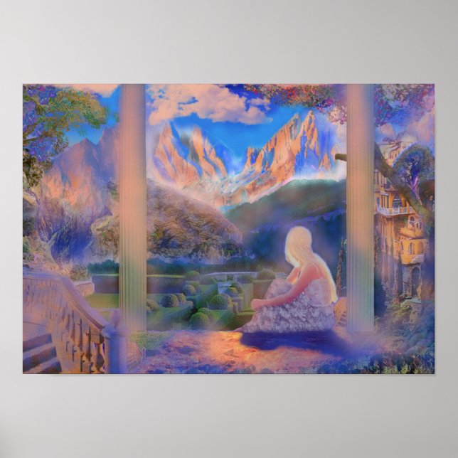 Affiche Réflexion bleu serene (Devant)