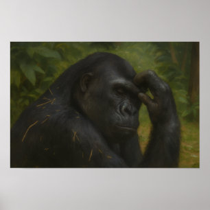 Affiche Réflexion de Gorilla - Portrait réfléchi de la fau