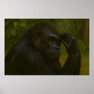 Affiche Réflexion de Gorilla - Portrait réfléchi de la fau