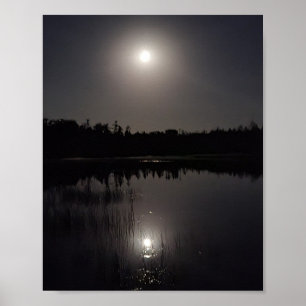 Affiche Réflexion de la lune sur le lac