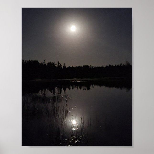 Affiche Réflexion de la lune sur le lac (Devant)