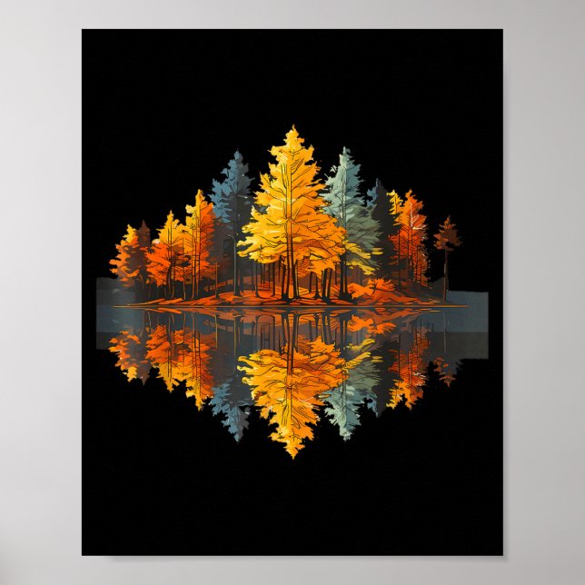 Affiche Réflexion de la nature forêt automne graphique ext (Devant)
