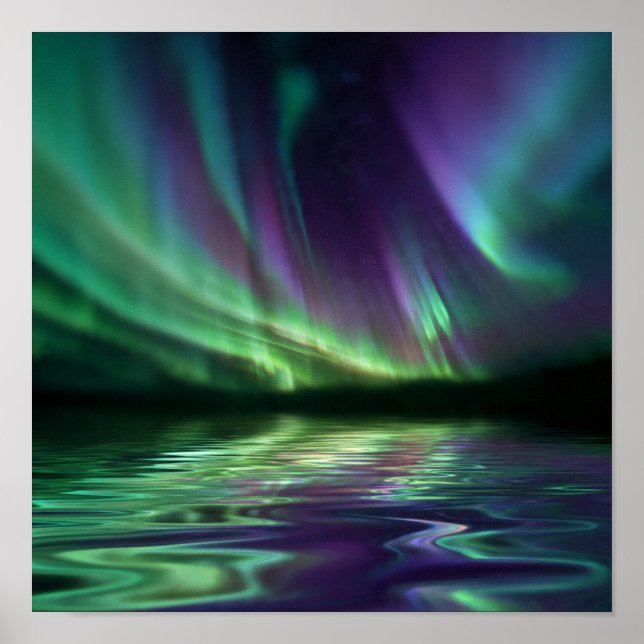 Affiche Réflexion de l'Aurora - Détail de l'eau du fjord (Devant)