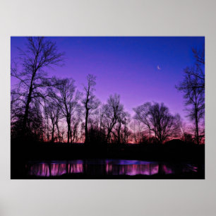 Affiche Réflexion de Neon Art Sunrise Lake