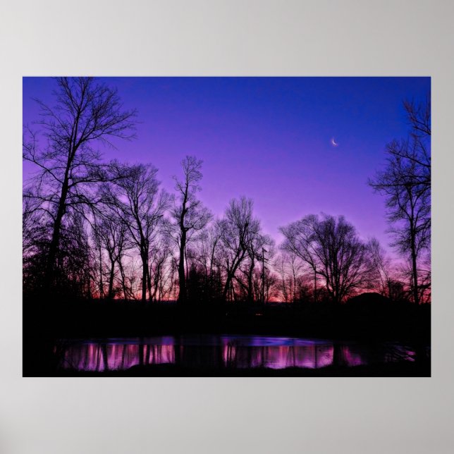Affiche Réflexion de Neon Art Sunrise Lake (Devant)