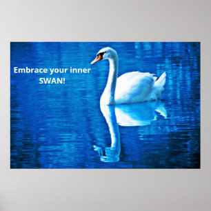 Affiche Réflexion motivationnelle Réflexion cygne Bleu & B