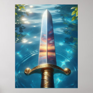 Affiche Réflexion Mystique de l'Estampe d'Art de l'Épée de