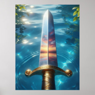 Affiche Réflexion Mystique de l'Estampe d'Art de l'Épée de