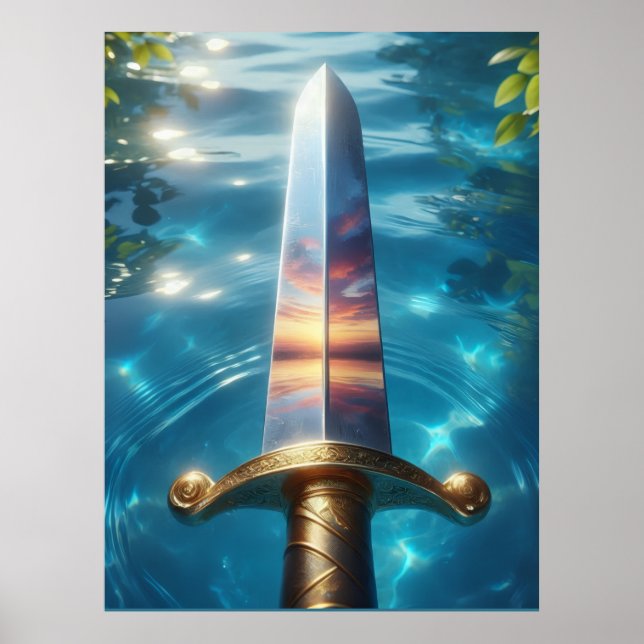 Affiche Réflexion Mystique de l'Estampe d'Art de l'Épée de (Devant)