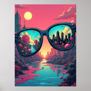 Affiche Réflexions de Deux Mondes : Lunettes de soleil Pop