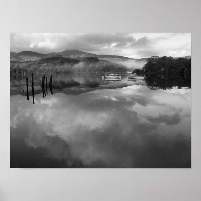 Affiche Réflexions Derwentwater : Lake District, Cumbria (Devant)