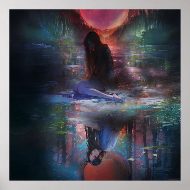 Affiche Réflexions d'une lumière lunaire mystique (Devant)