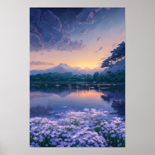Affiche Réflexions lumineuses du lac Purple