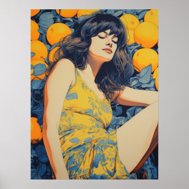 Affiche Réflexions paisibles : La femme et les oranges (Devant)