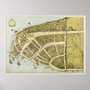 Affiche Refonte du Plan Castello Nouveau Amsterdam en 1660