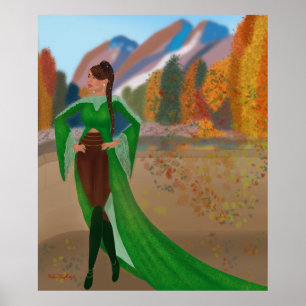 Affiche Regal en automne Belle femme noire