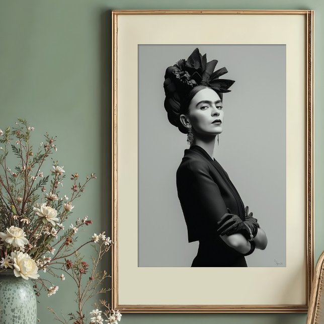 Affiche Regal Kahlo Monochrome Portrait (Créateur téléchargé)