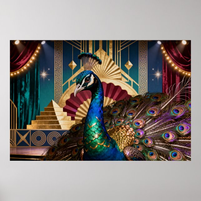 Affiche Regal Peacock in Golden Grandeur: A Majestic  (Devant)