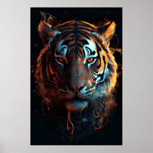 Affiche Regard d'enfer : Tigre à feu avec yeux de feu