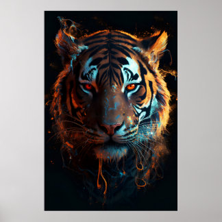 Affiche Regard d'enfer : Tigre à feu avec yeux de feu