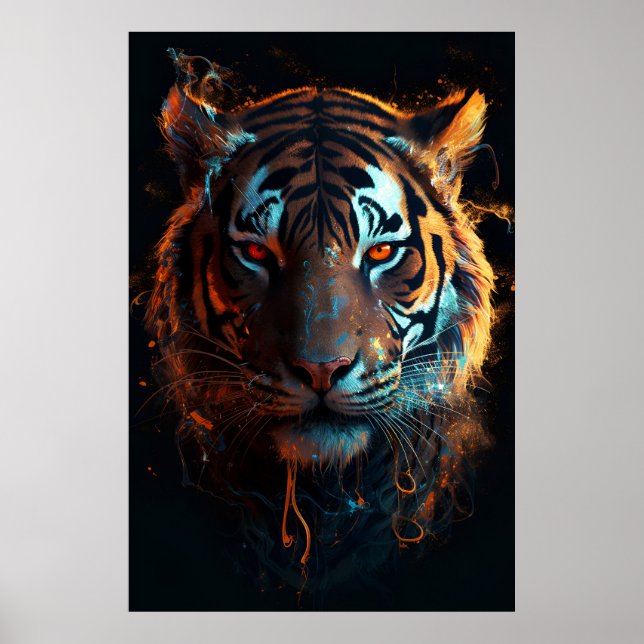 Affiche Regard d'enfer : Tigre à feu avec yeux de feu (Devant)