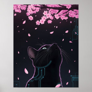 Affiche Regard en fleur de chats cybernétiques Feline fu