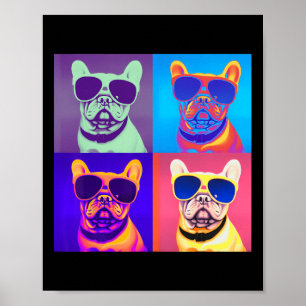 Affiche Regard Français Buldog Portant des lunettes de sol