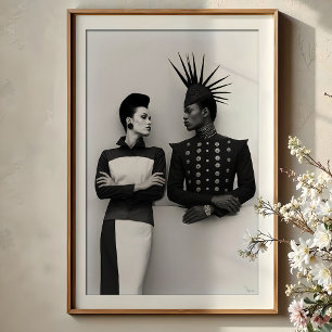 Affiche Regard intense : avant-garde mode Duo Portrait