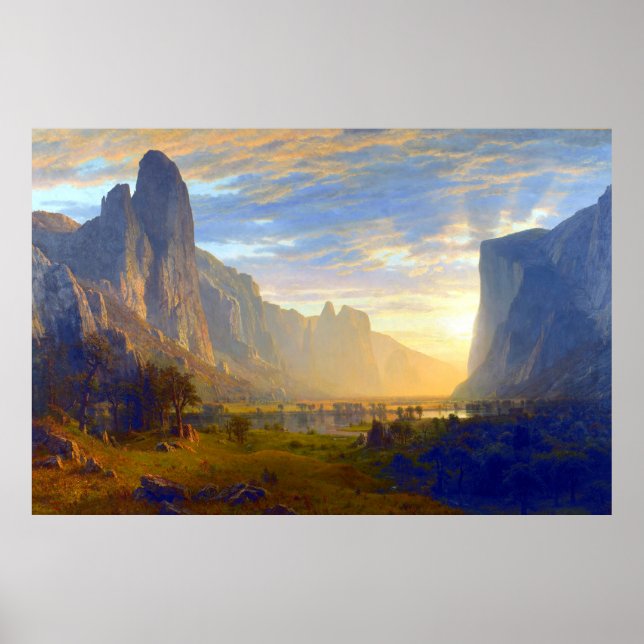 Affiche Regardant la vallée de Yosemite Albert Bierstadt 1 (Devant)