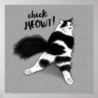 Regarde Meowt ! Amusant noir et blanc flot de chat