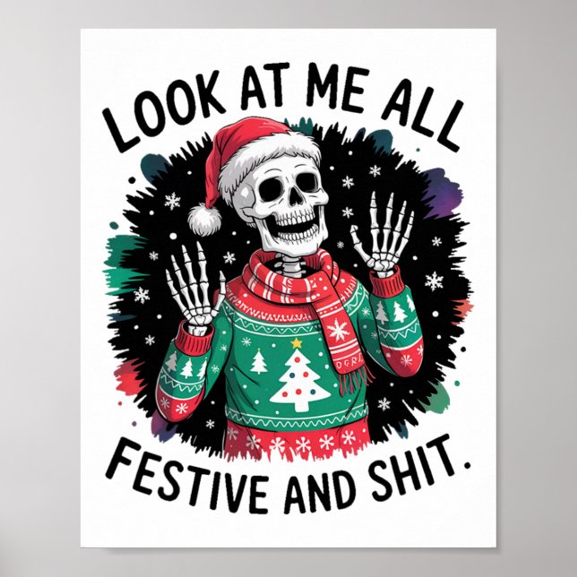 Affiche Regarde-moi tout de fête et - Squelette de Noël dr (Devant)