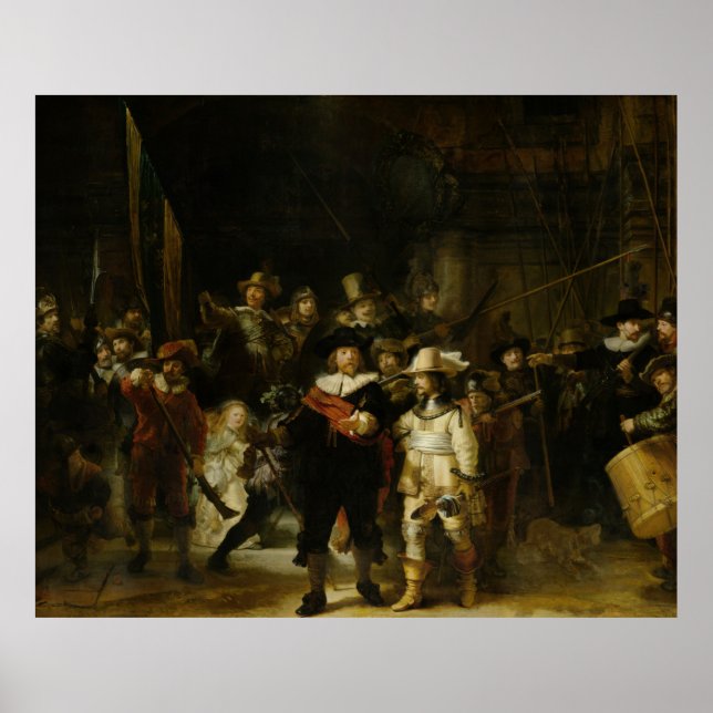 Affiche Regarder la nuit, Rembrandt van Rijn (Devant)