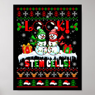 Affiche Regardez ! Couple de bonhommes de neige de Noël de