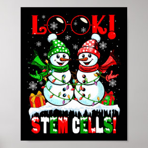 Affiche Regardez ! Couple de bonhommes de neige de Noël de