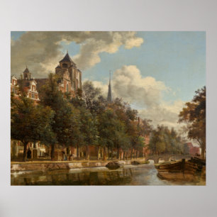 Affiche Regardez en bas d'un canal néerlandais avant