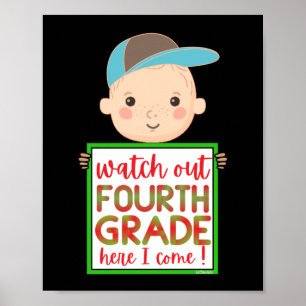 Affiche REGARDEZ QUATRIÈME GRADE ICI JE VIENS drôle mignon