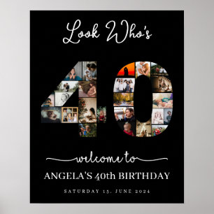Affiche regardez qui a 40 ans Collage de photos panneau de