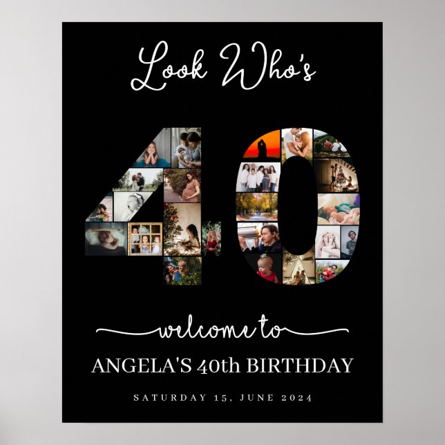 Affiche regardez qui a 40 ans Collage de photos panneau de (Devant)