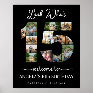 Affiche Regardez qui est 15 Photo Collage signe fête d'ann