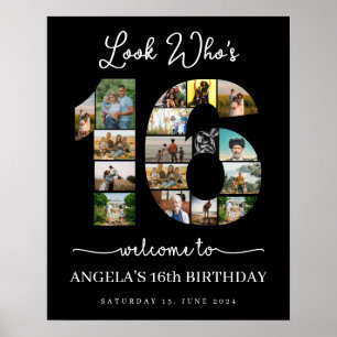 Affiche Regardez qui est 16 Photo personnalisable panneau