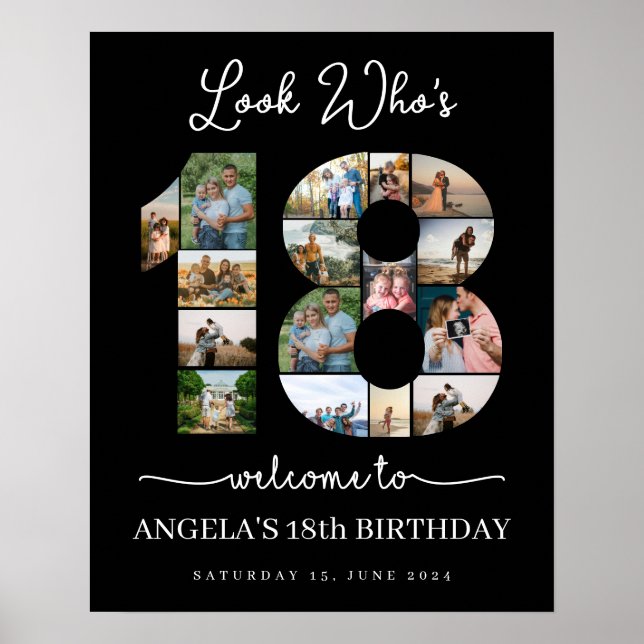 Affiche Regardez qui est 18 Photo personnalisable panneau  (Devant)