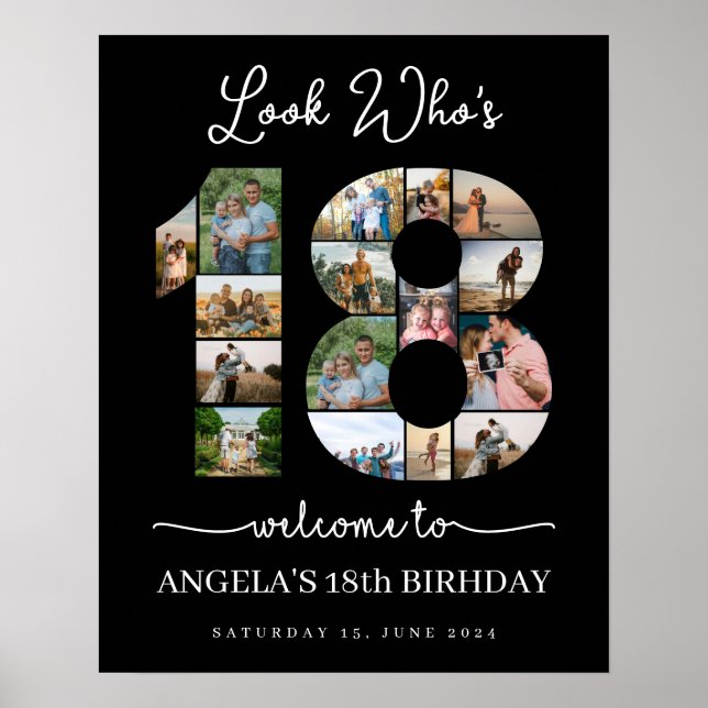 Affiche Regardez qui est 18 Photo personnalisable panneau  (Devant)