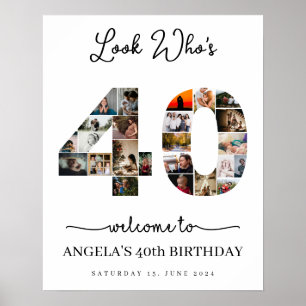Affiche Regardez qui est 40 Photo Collage signe fête d'ann