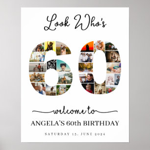 Affiche Regardez qui est 60 Photo Collage signe de la fête