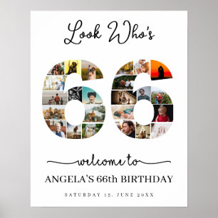 Affiche Regardez qui est 66 Photo Collage signe de la fête